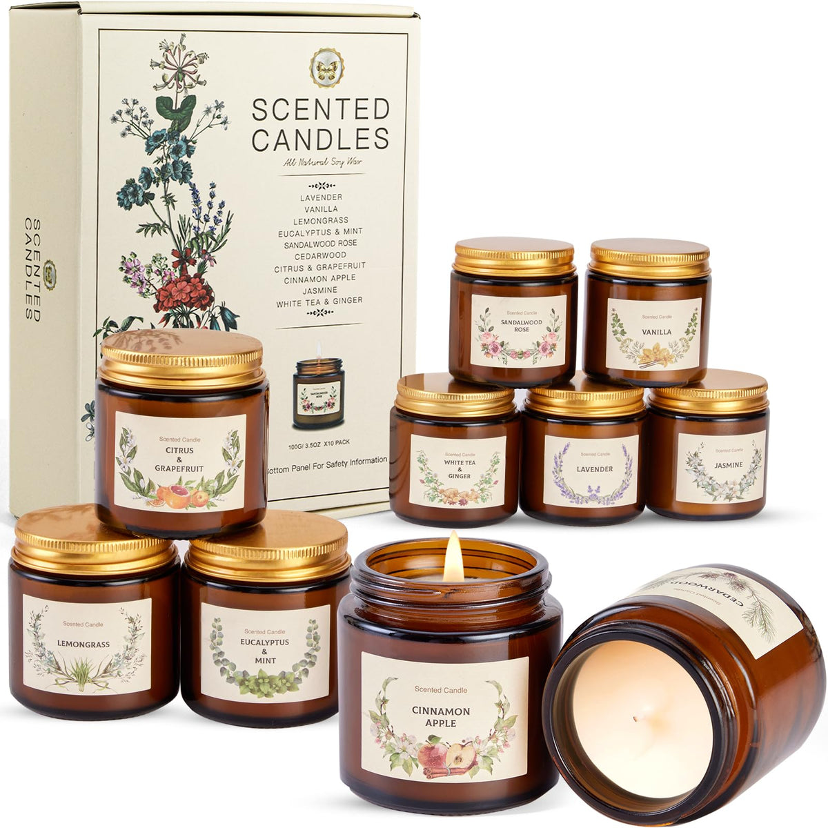YINUO LIGHT Christmas candle gift set in amber jar for festive ambiance