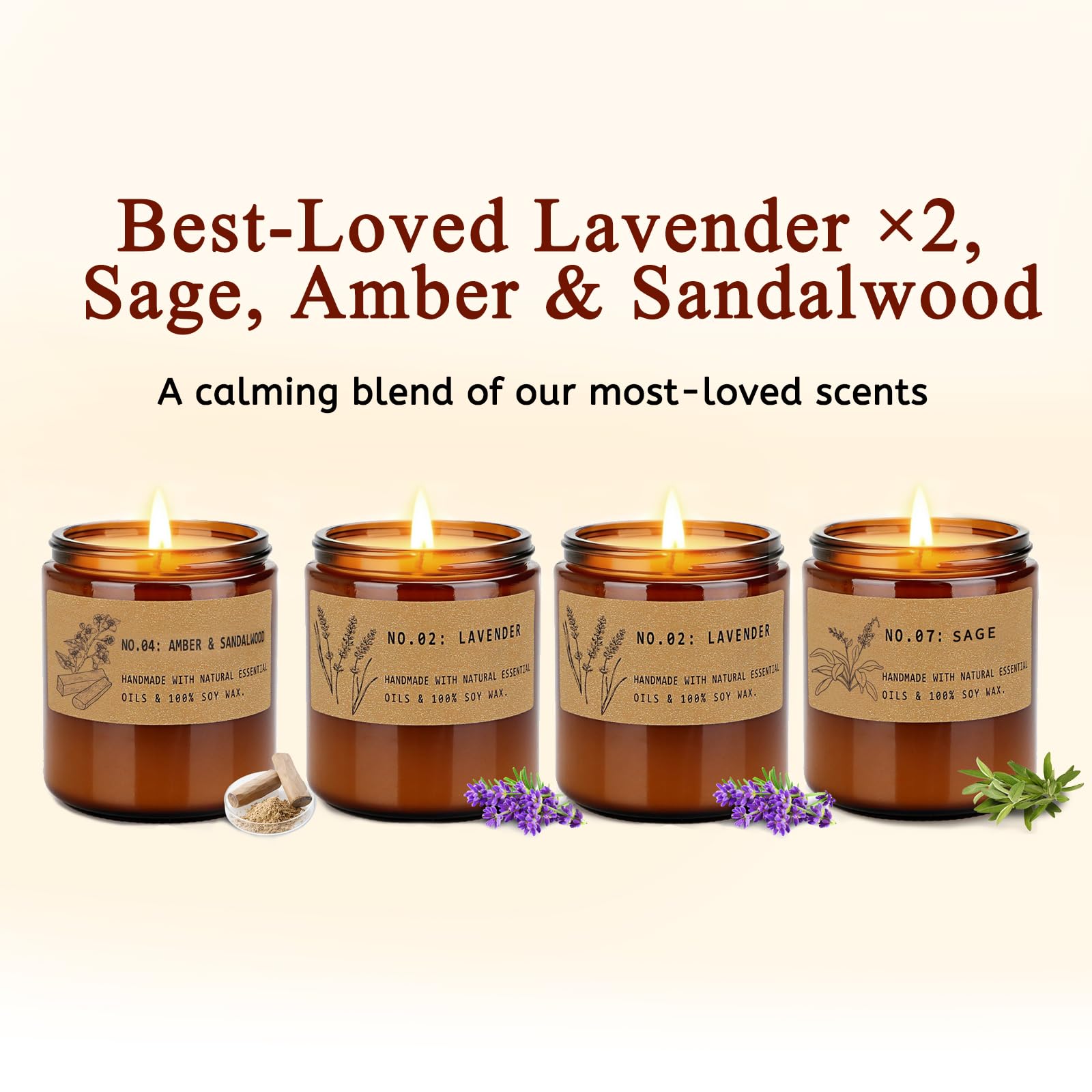 YINUO LIGHT natural soy wax amber candles with 10 percent essential oils for richer scents.