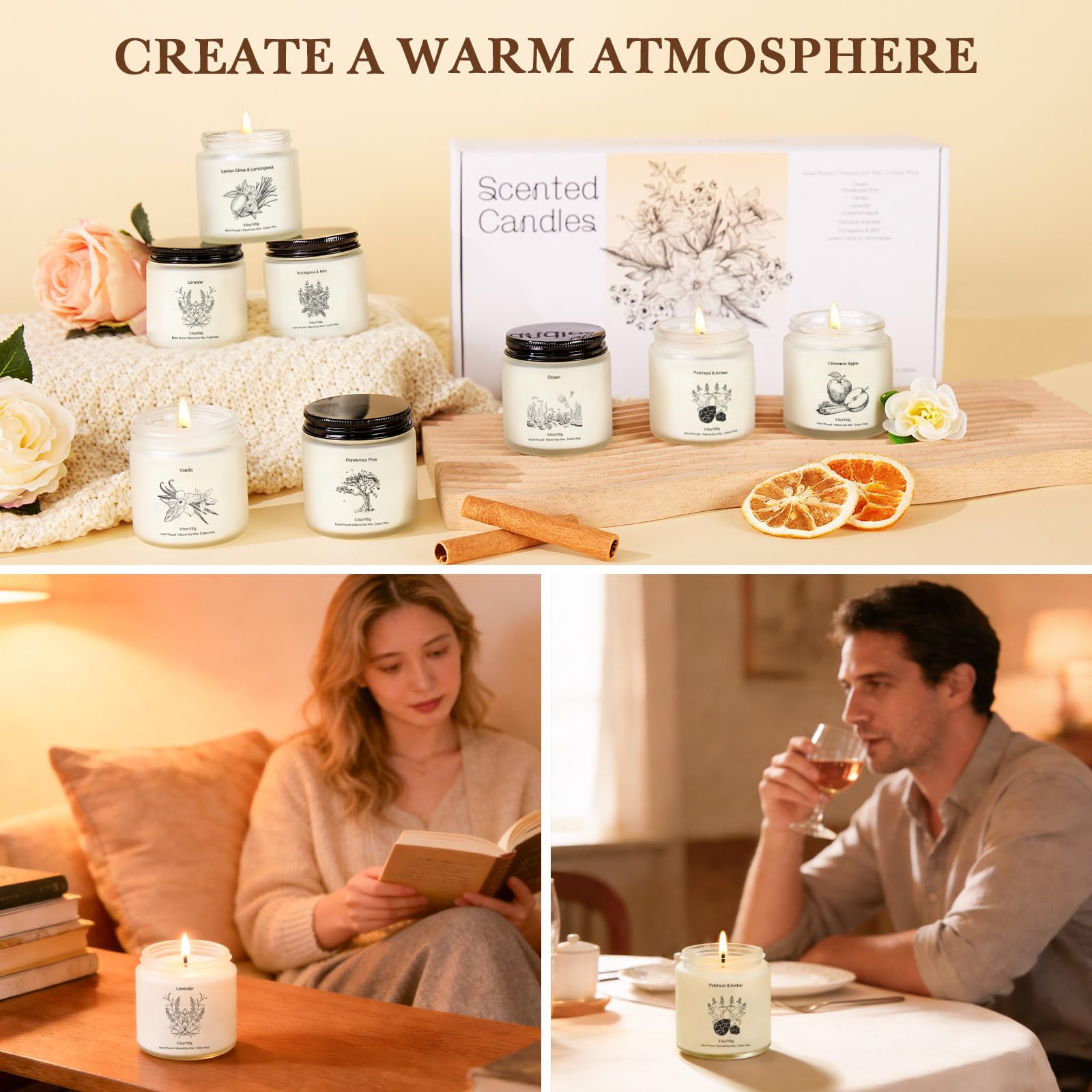 YINUO LIGHT Lit candle creating relaxing ambience in living room