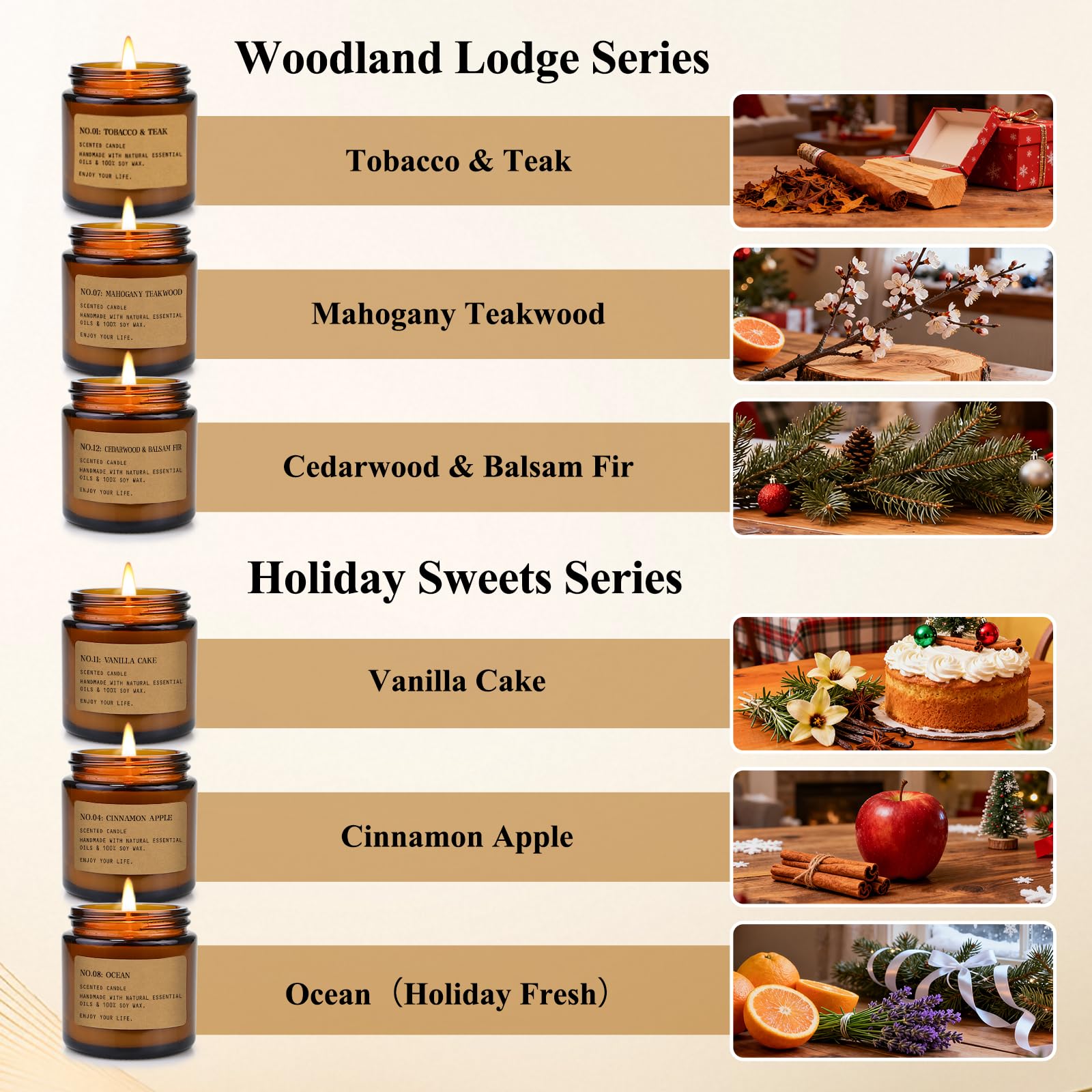 YINUO LIGHT soy wax candles set for clean burn and long lasting fragrance