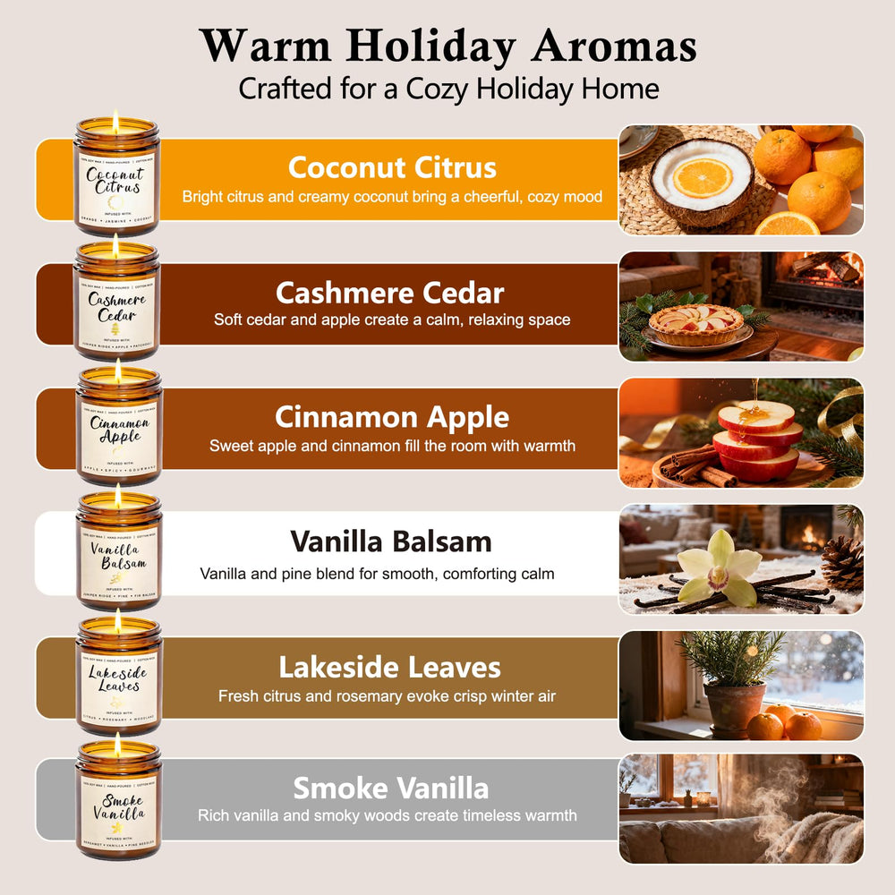 YINUO LIGHT Vanilla Cinnamon Cedar scented candles create warm winter fragrance