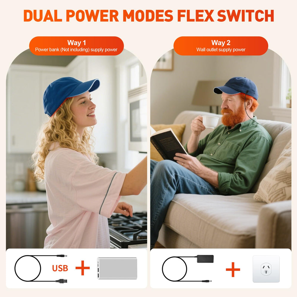 YIPFREE Red Light Cap worn on head shows hands-free use