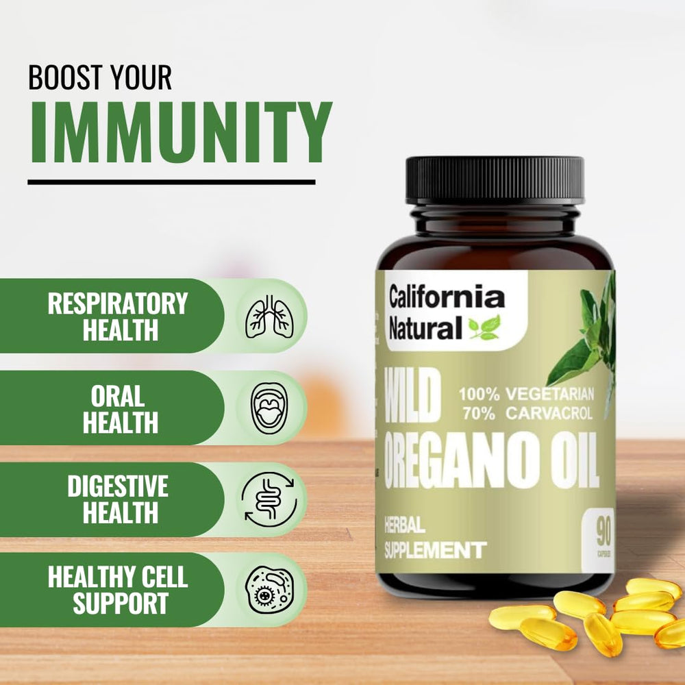 YISHIDA Wild Oregano Oil capsules being poured for convenient daily use