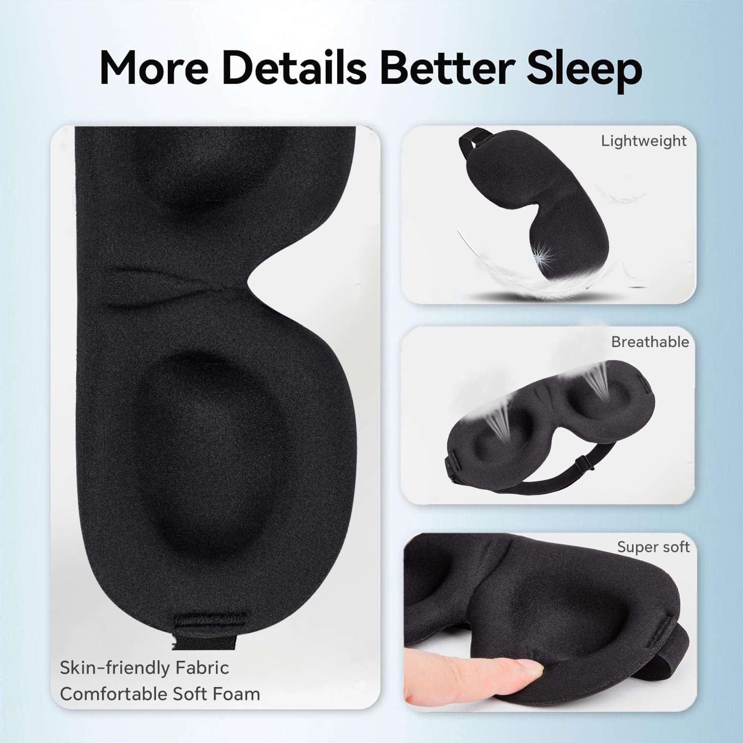 YIVIEW Sleep Mask designed for back and side sleepers