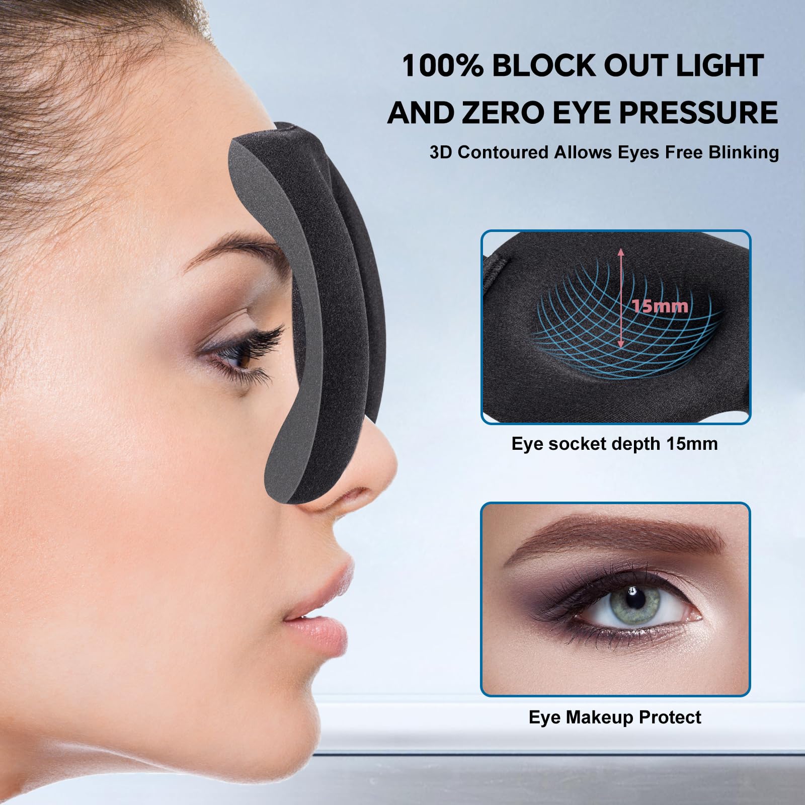 YIVIEW Sleep Mask fully adjustable strap fits all head sizes