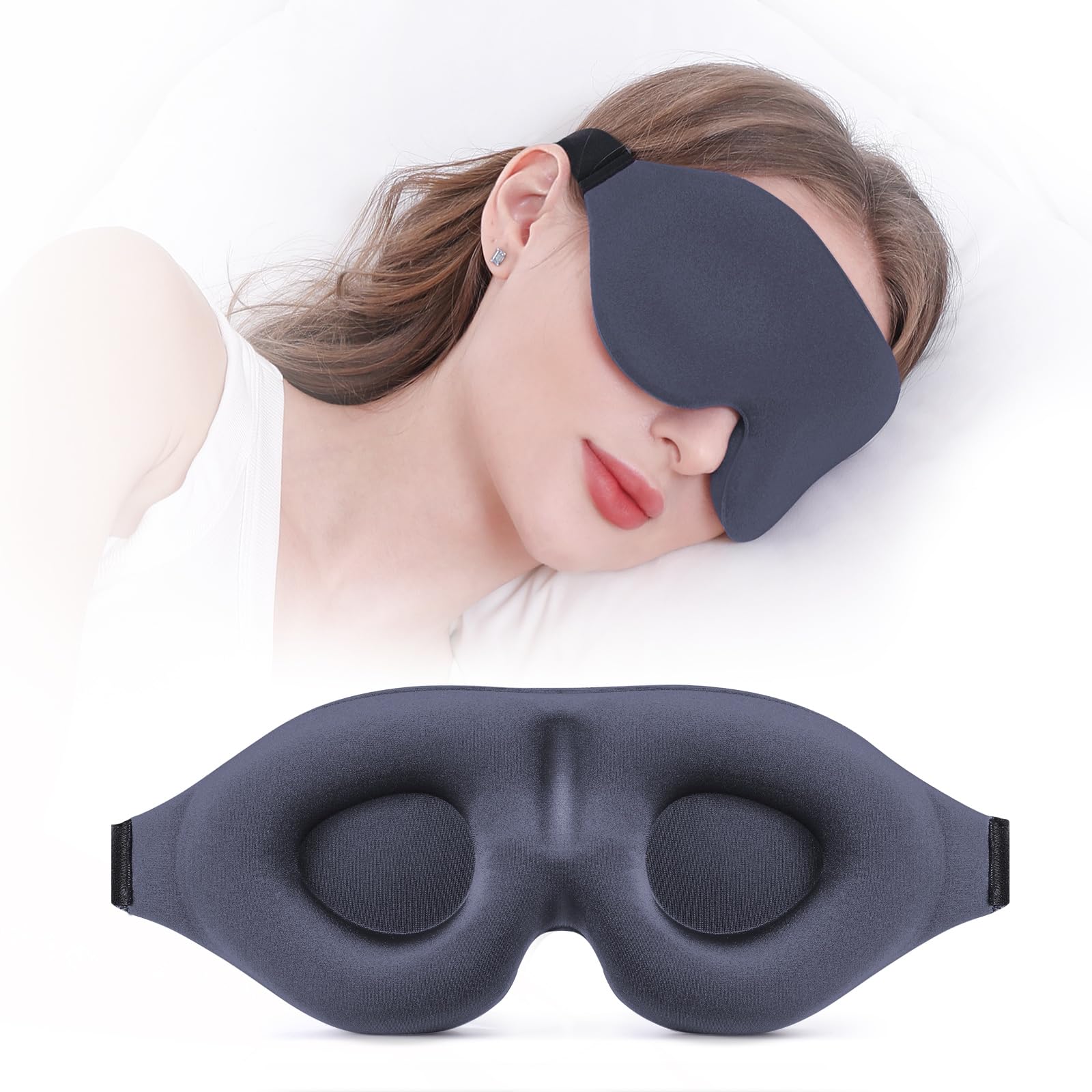 YIVIEW Sleep Mask for side sleepers with nose cutout blocks light for restful nights.