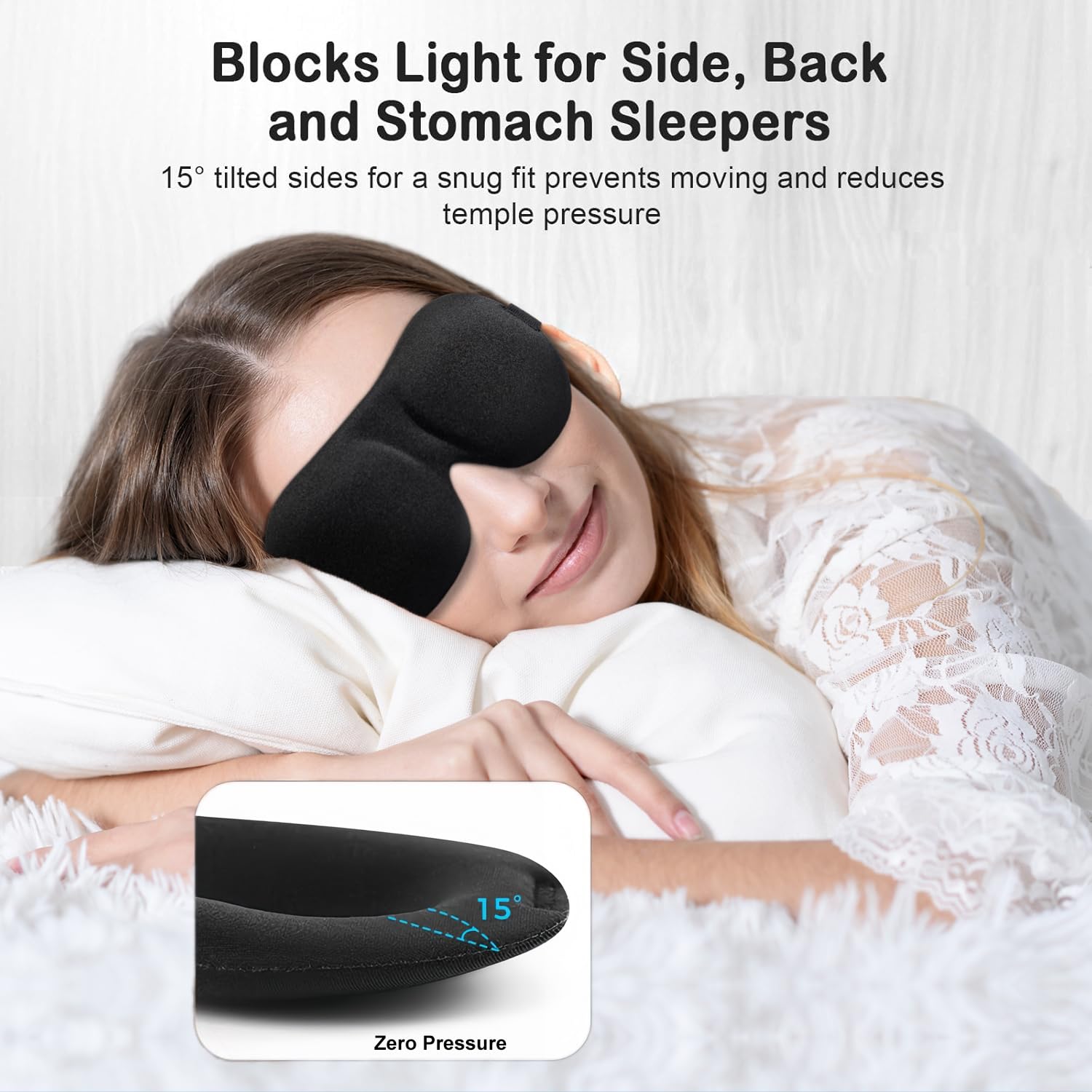 YIVIEW Sleep Mask uses skin-friendly sponge for gentle comfort