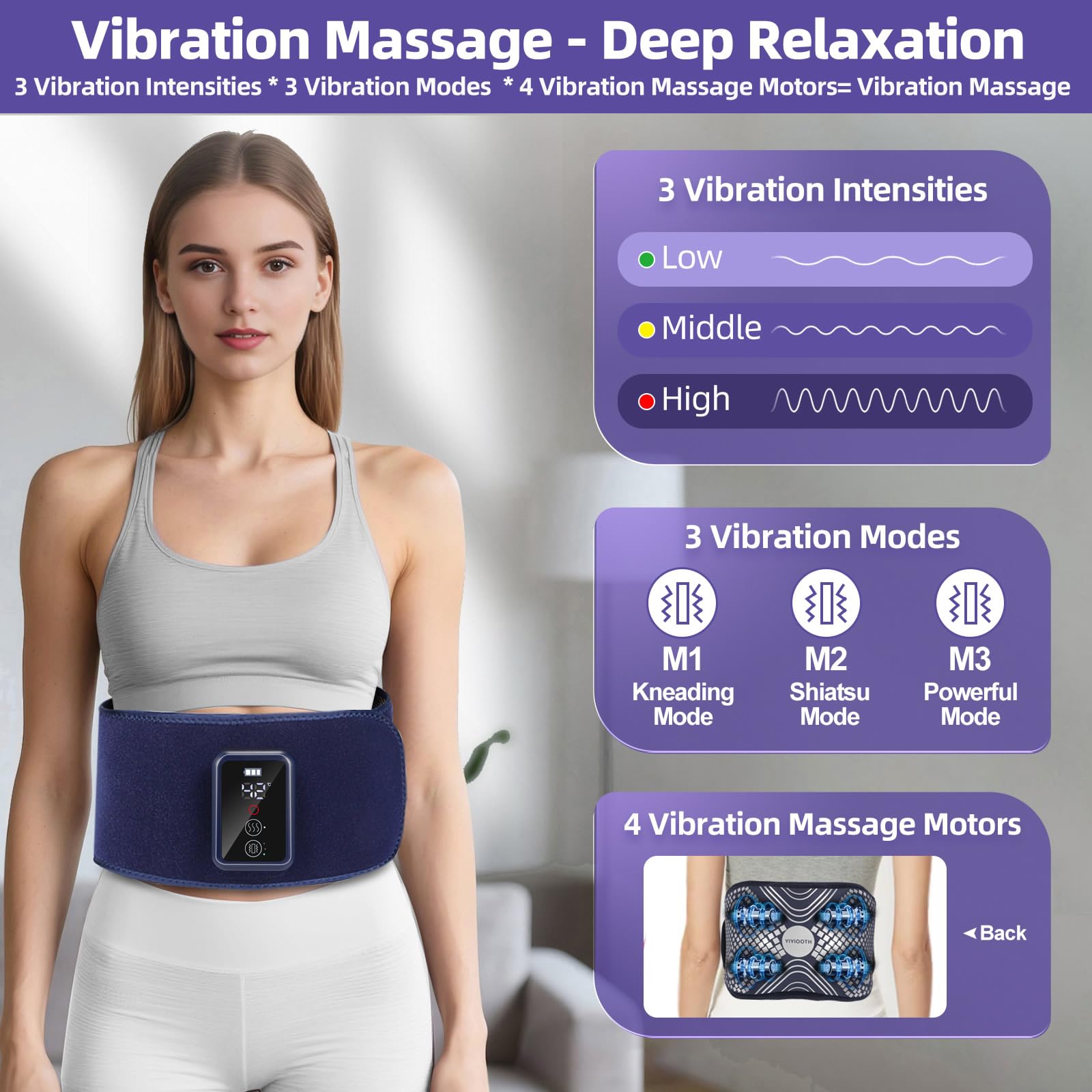 YIYIOOTH vibration massage with four motors creates varied rhythms.