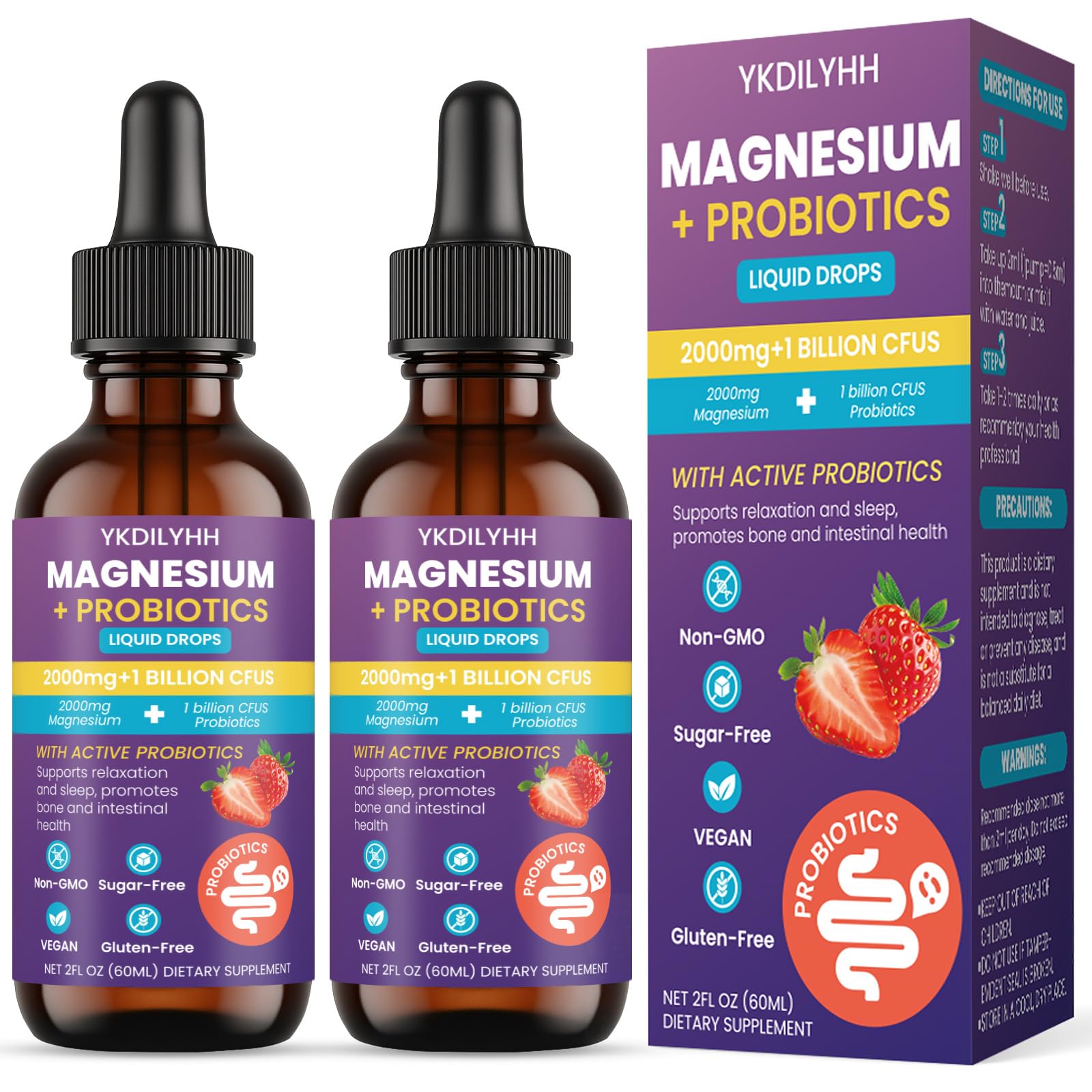 YKDILYHH Magnesium Glycinate Drops bottle suggesting stress and sleep support