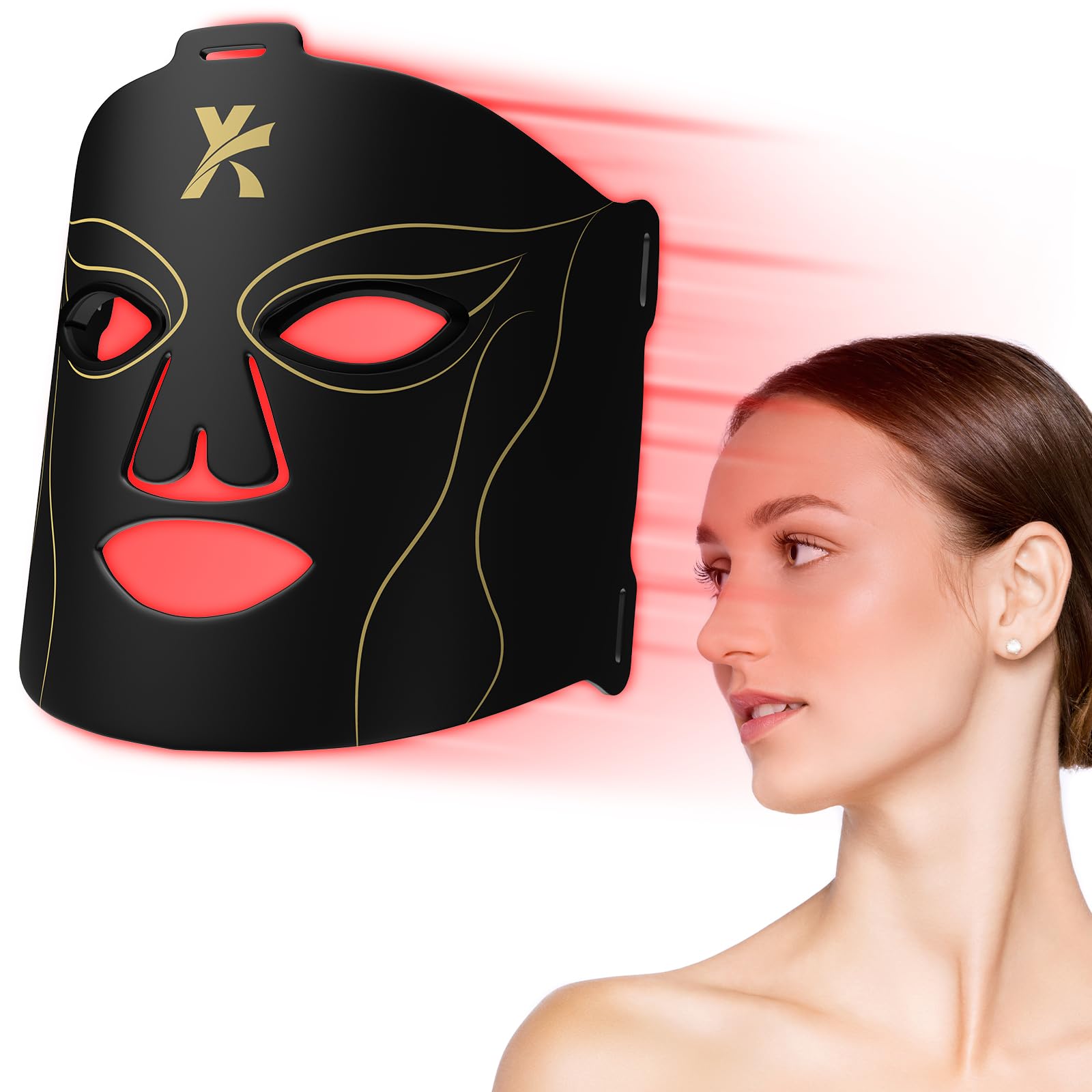 YKeluxon Face Mask light therapy front view for at home skin sessions