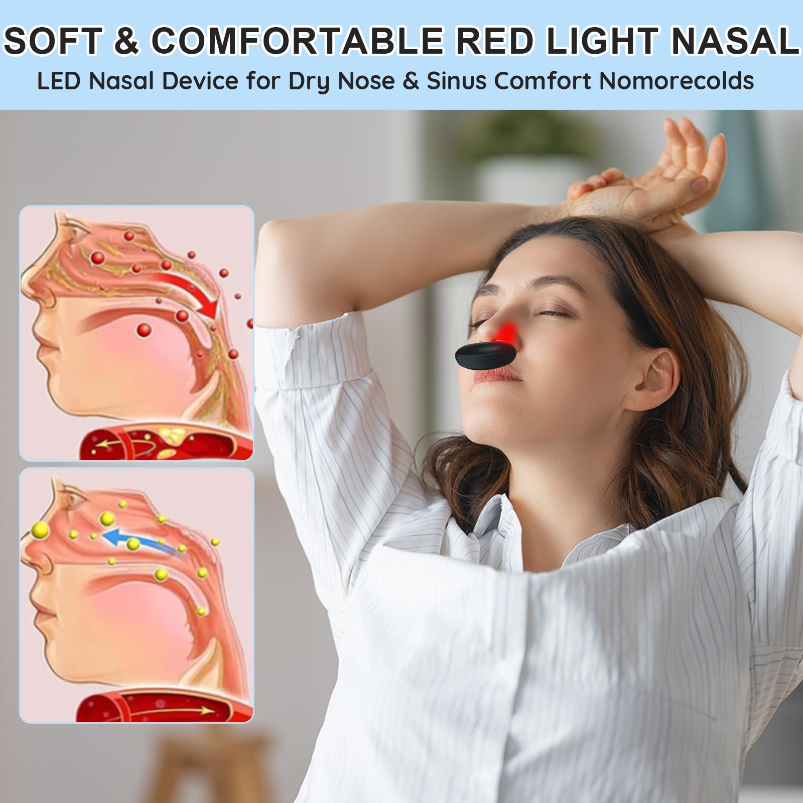 Close-up of YKeluxon nasal LED therapy for dry nose relief
