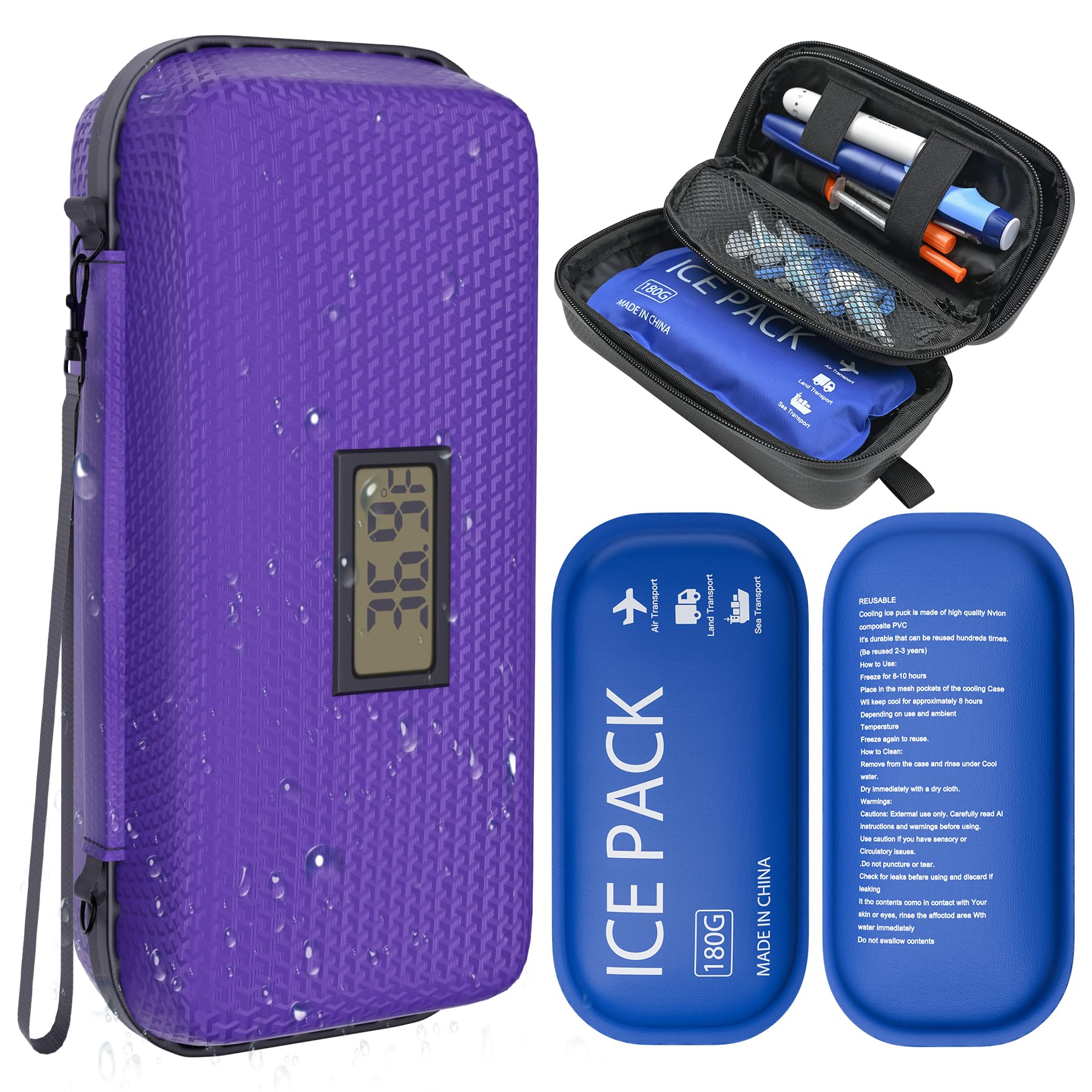 Ylemnf insulin cooler case front view with temperature display and compact portability