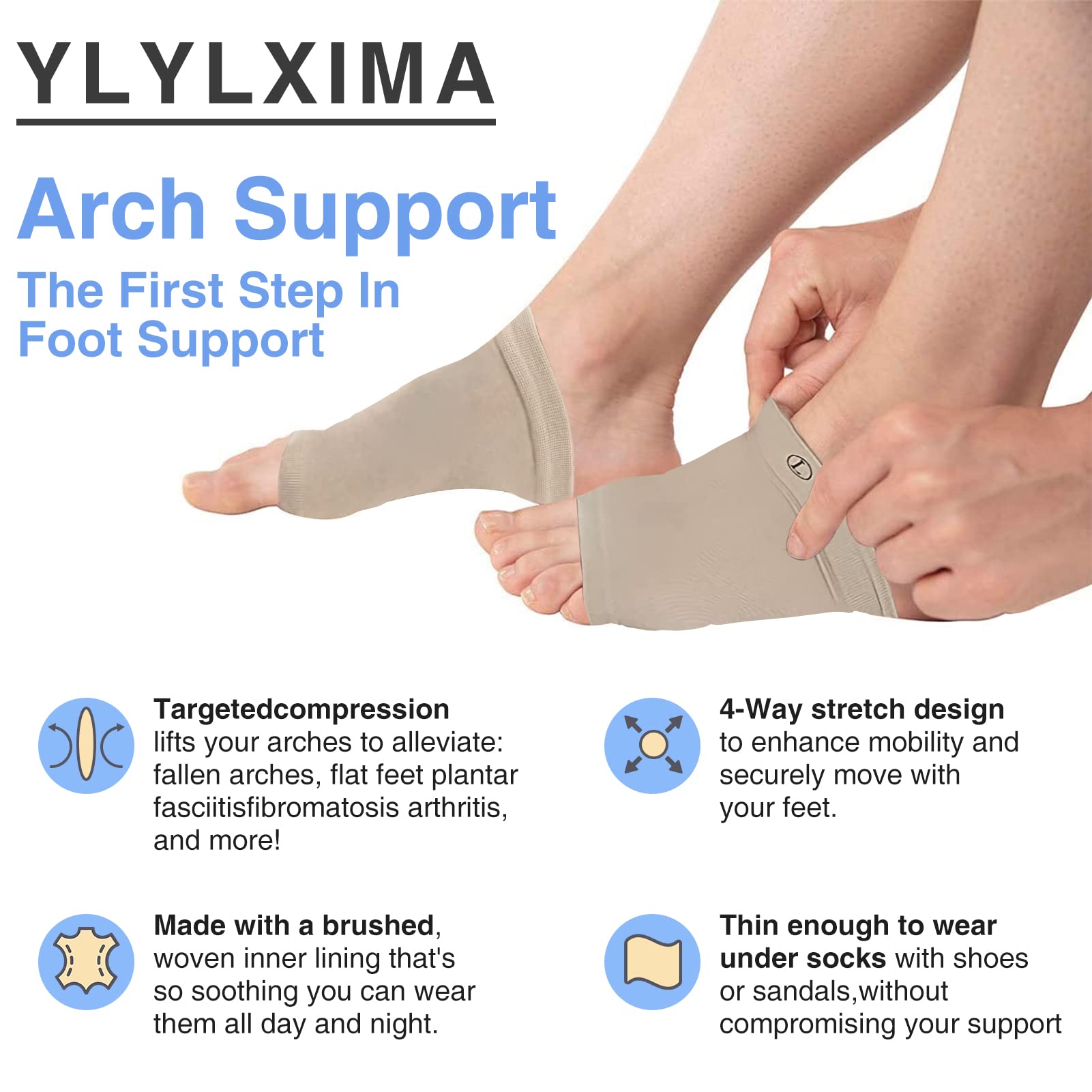 YLYLXIMA durable SBR arch supports are washable and reusable.