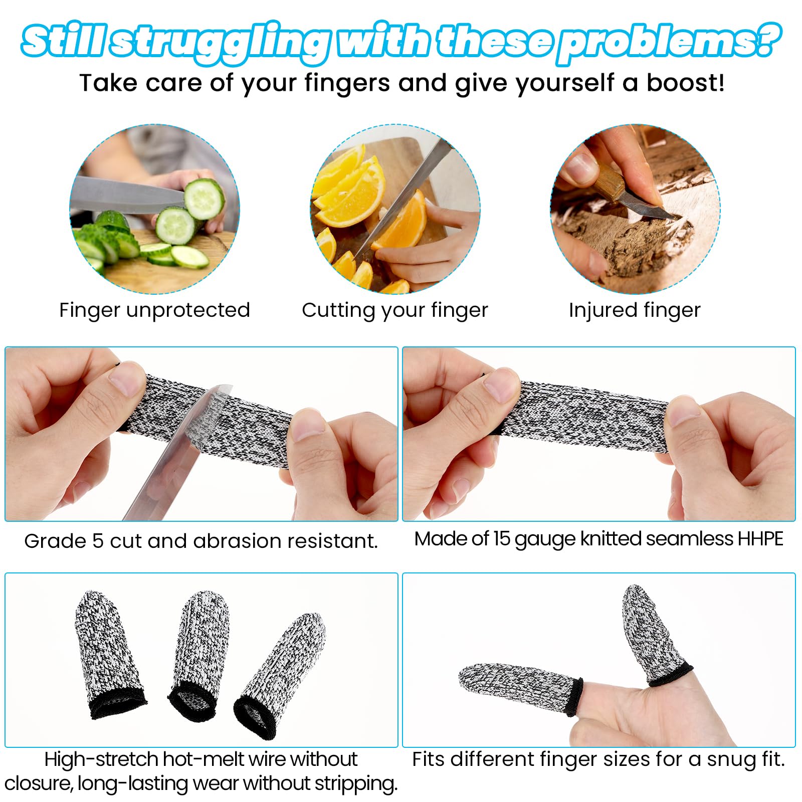 Ymapinc HPPE material finger protectors closeup with durability