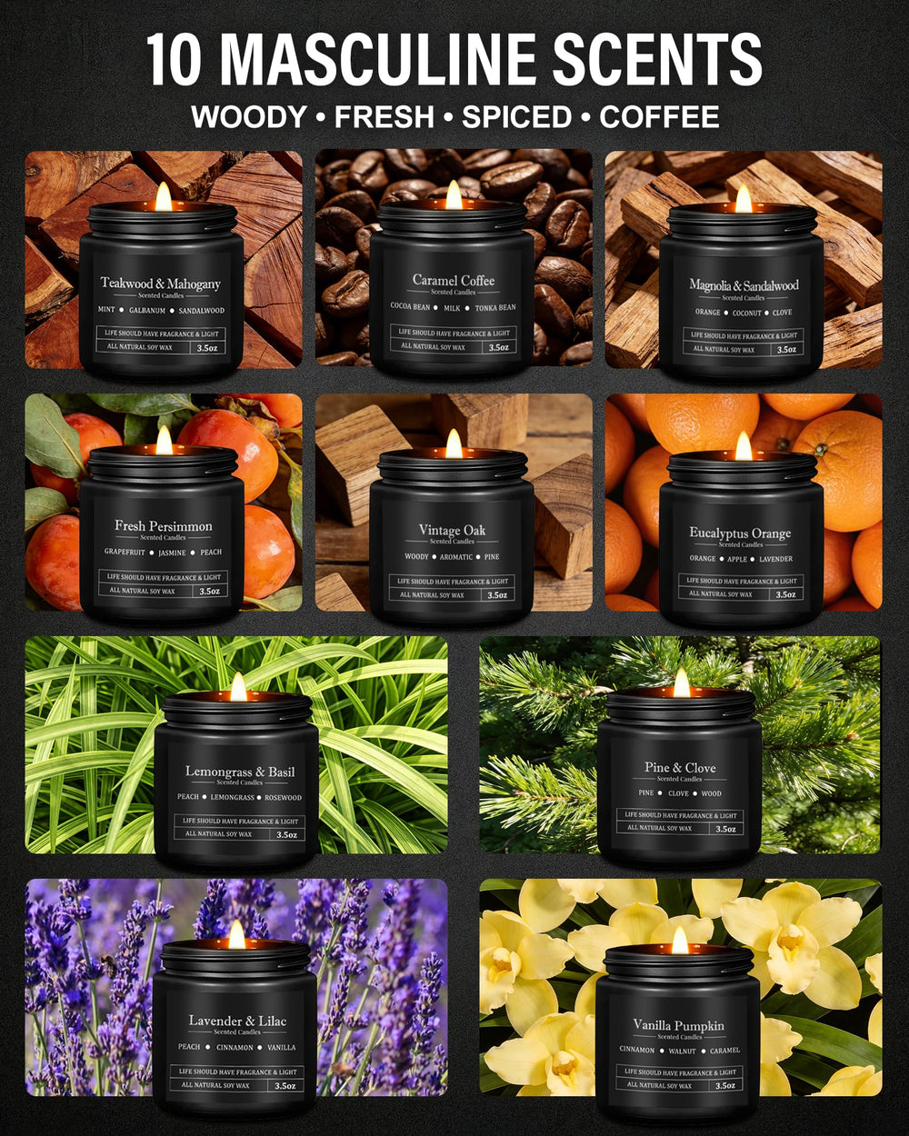 YMing pine candle from the 10-pack brings outdoorsy freshness to living rooms.