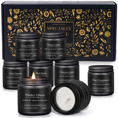 YMing 8-pack candles with smoky-woody scents for refined masculine aroma at home.