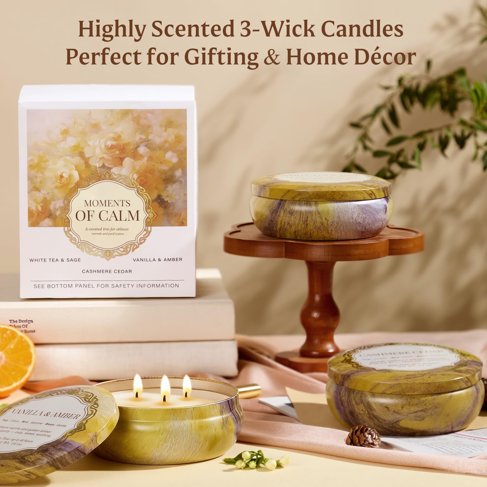 YMing gift-ready packaging candle set ideal for birthdays or housewarmings.