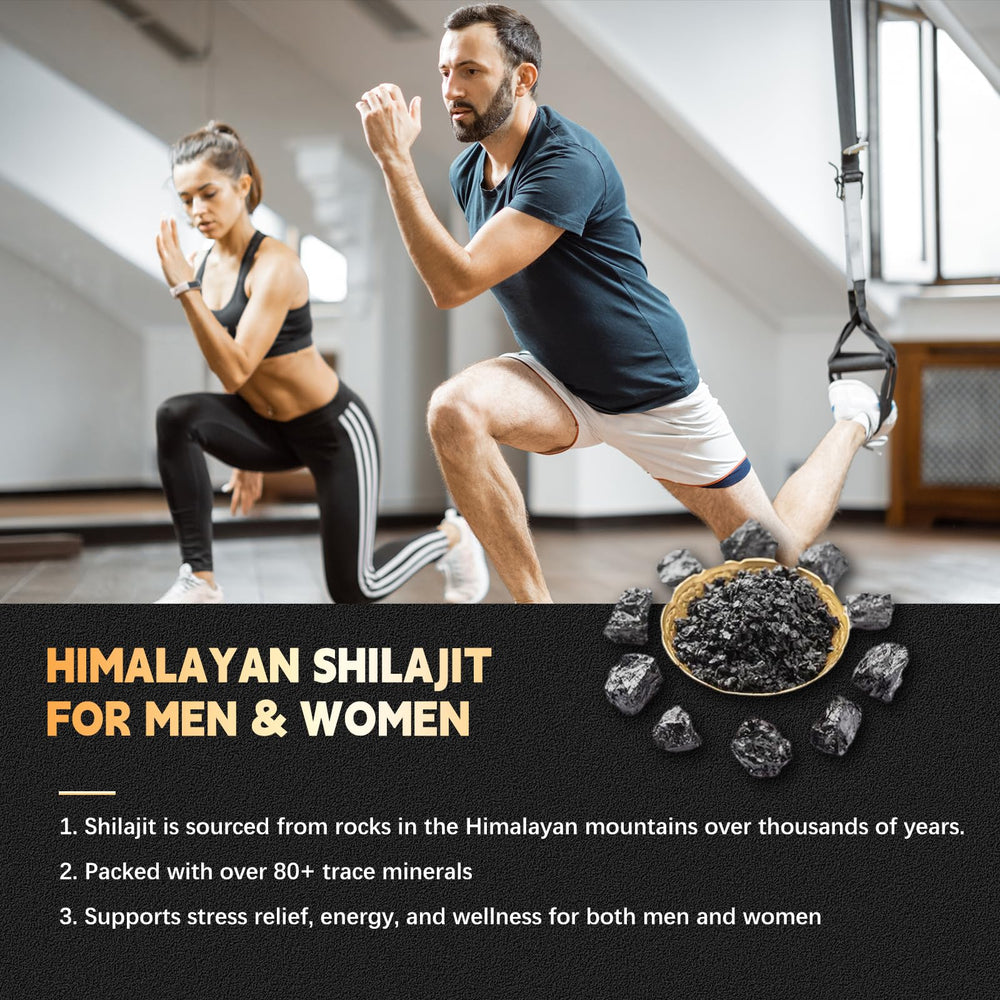 YMINGKJ Shilajit 18000mg cápsulas empaque compacto para viaje seguro.