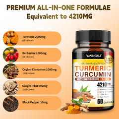 YMINGKJ turmeric-curcumin with black pepper highlights enhanced absorption for daily use.
