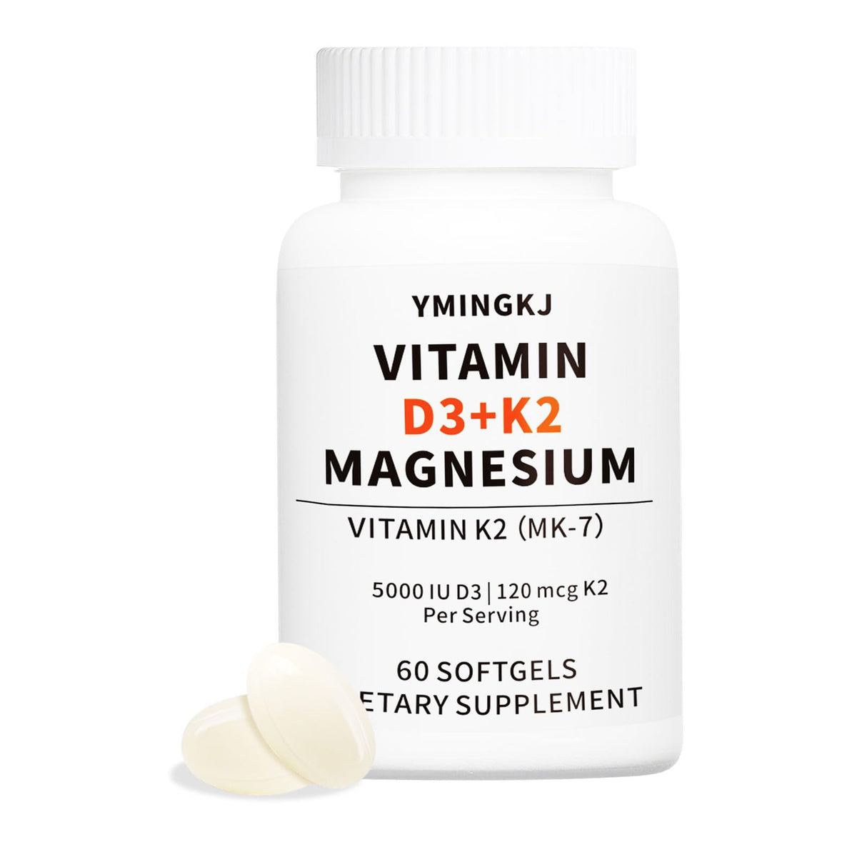YMINGKJ Vitamin D3 K2 softgels bottle front for daily wellness