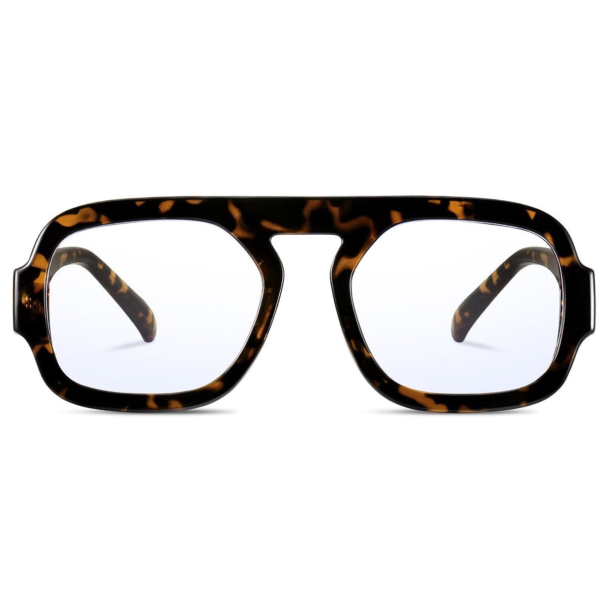 YMRFW Aviator blue light blocking glasses with square flat-top frame for daily screen protection.