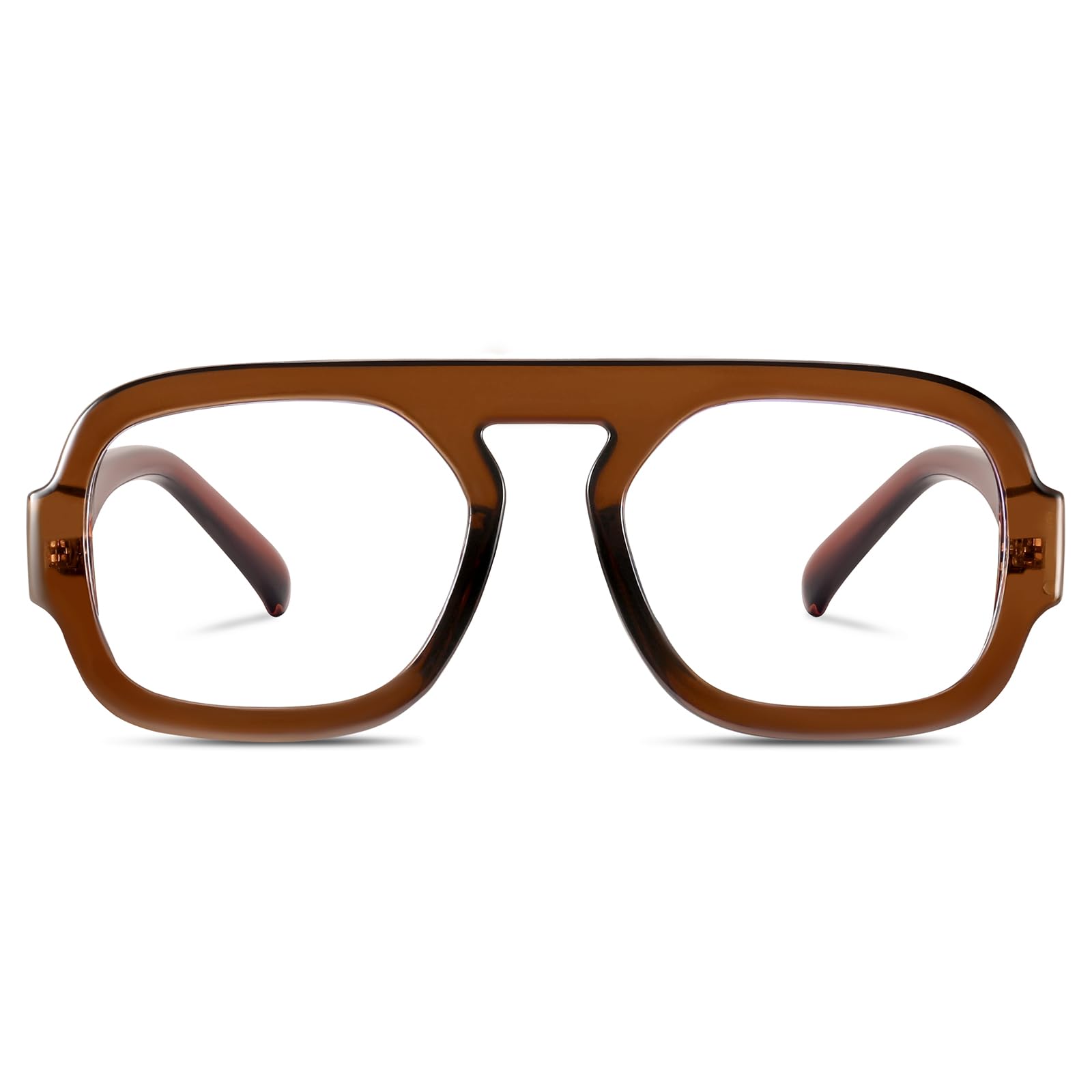 YMRFW Aviator blue light glasses front view showing frame style and coverage