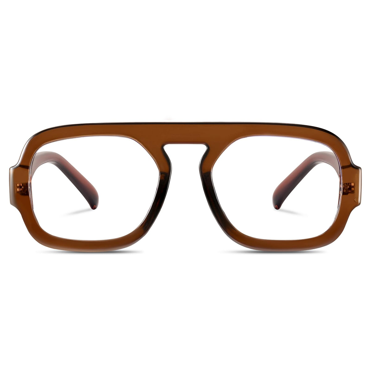 YMRFW Aviator blue light glasses front view showing frame style and coverage
