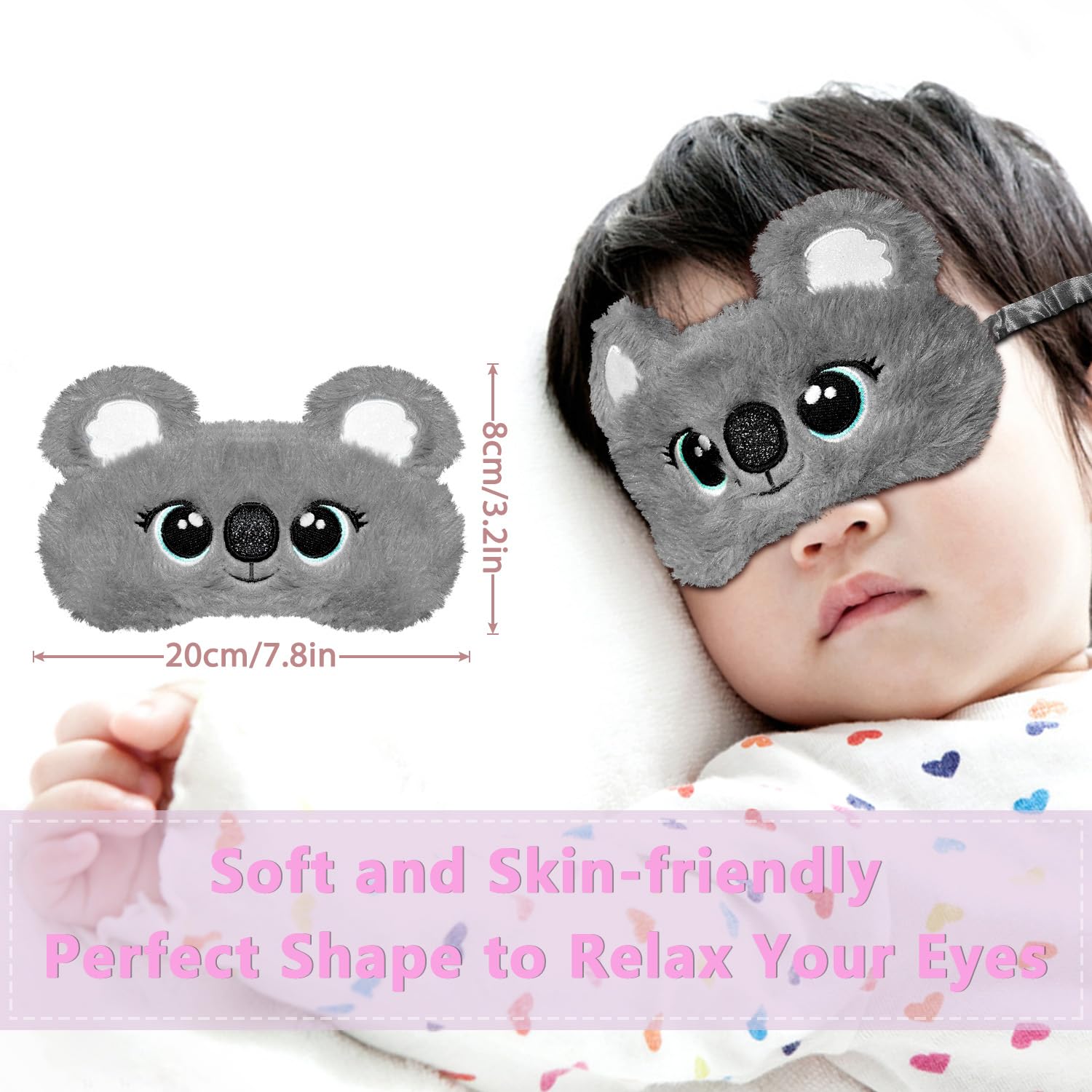 Ynaize koala sleep mask in travel setup demonstrating portability for plane naps