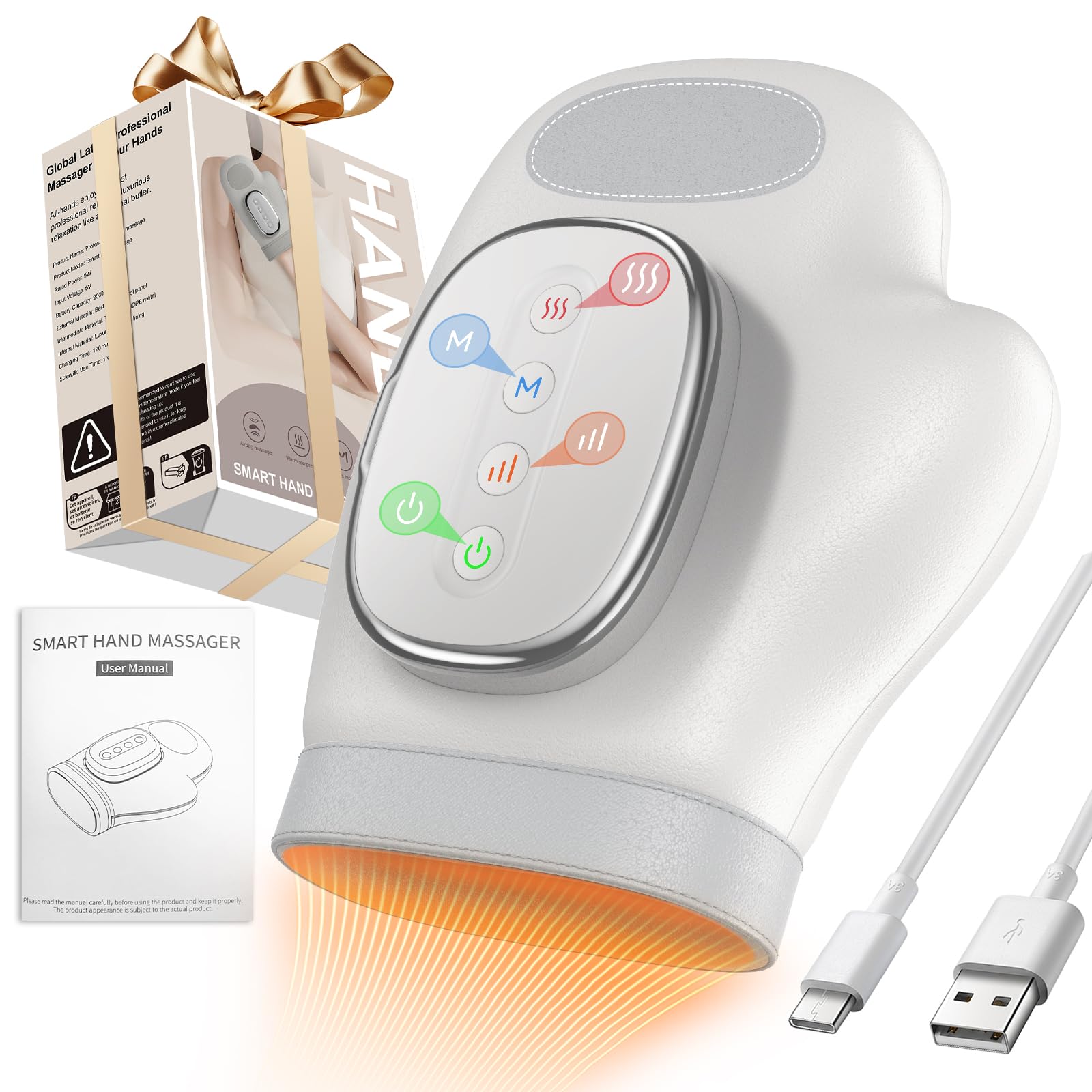 YNSZAS hand massager with heat compression in close-up for premium therapy experience