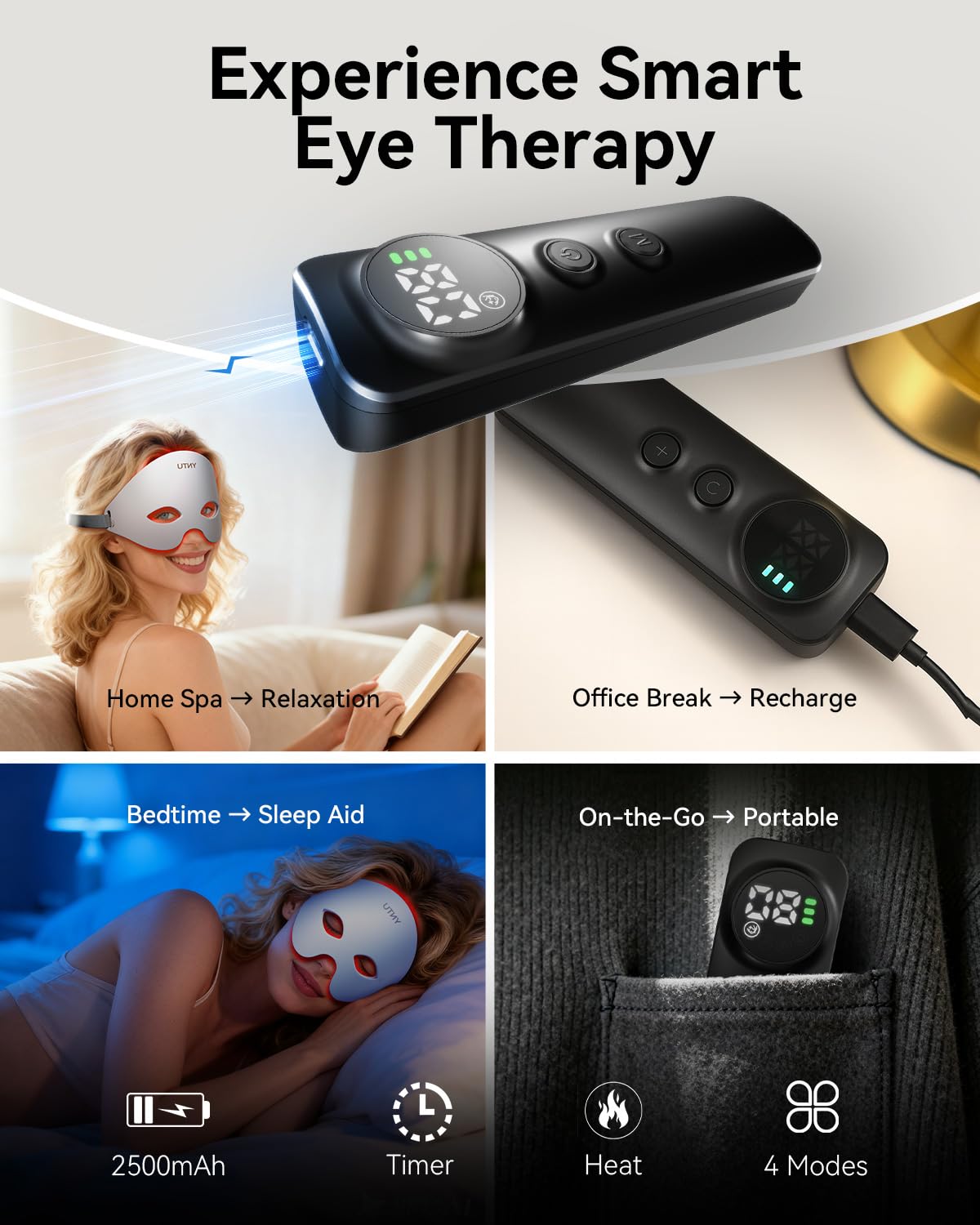YNTU USB-C rechargeable eye mask for reliable at-home use