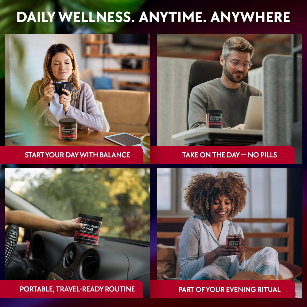YOLOBALANCE label detail shows 2000 mg Ashwagandha and L-Theanine for calm support.