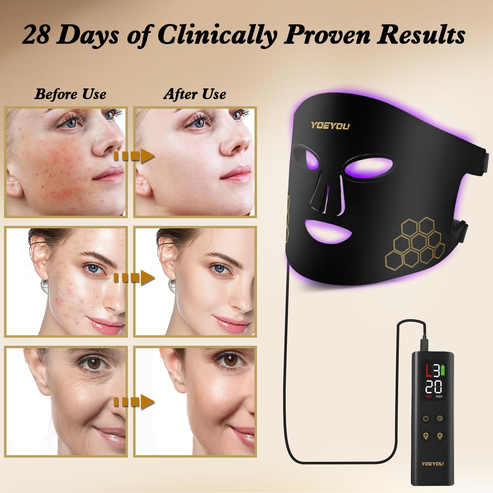 850nm near-infrared highlight demonstrates deeper reach into skin layers.
