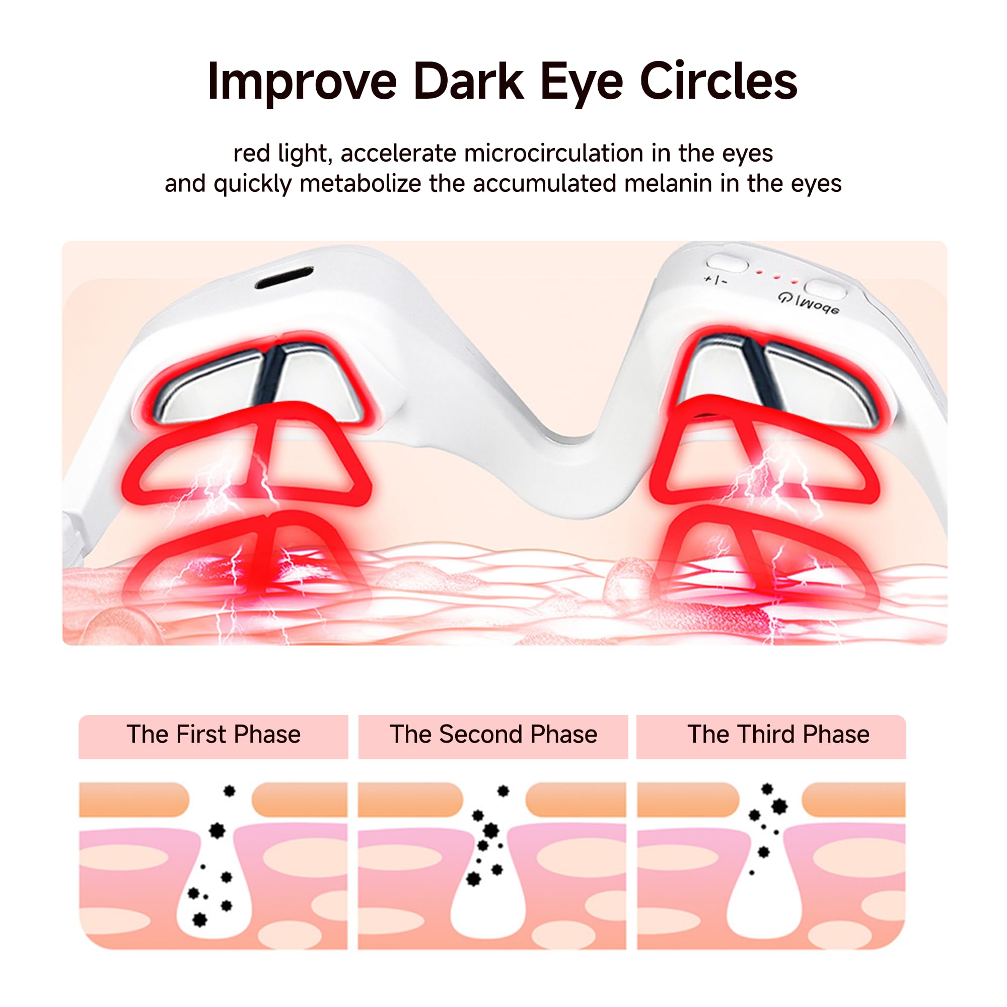 Yoeyou ergonomic 3D contour eye massager delivers even light during wear
