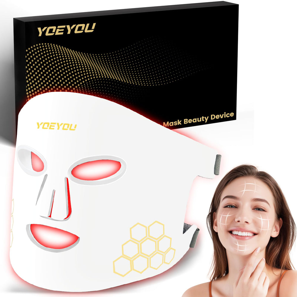 YOEYOU red light mask on face for radiant skin and even tone
