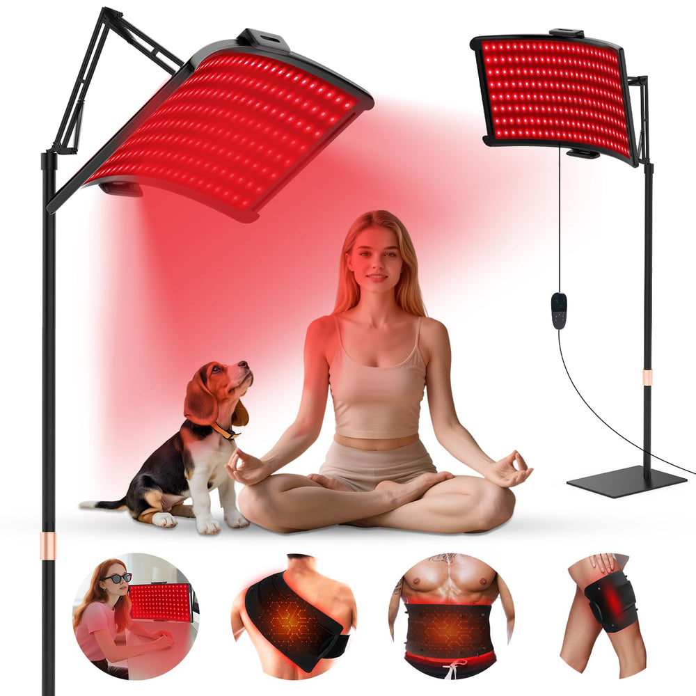 YOEYOU red light therapy lamp on a stand for easy home use