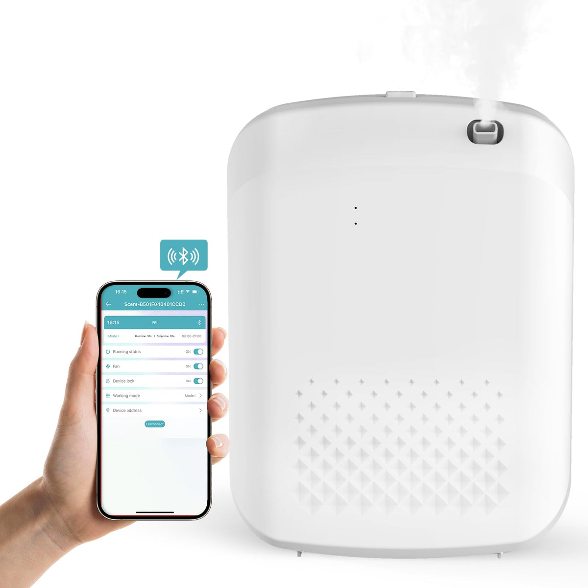 Yofuly Scent Air Machine wall-mount installation for flexible, space-saving fragrance diffusion.