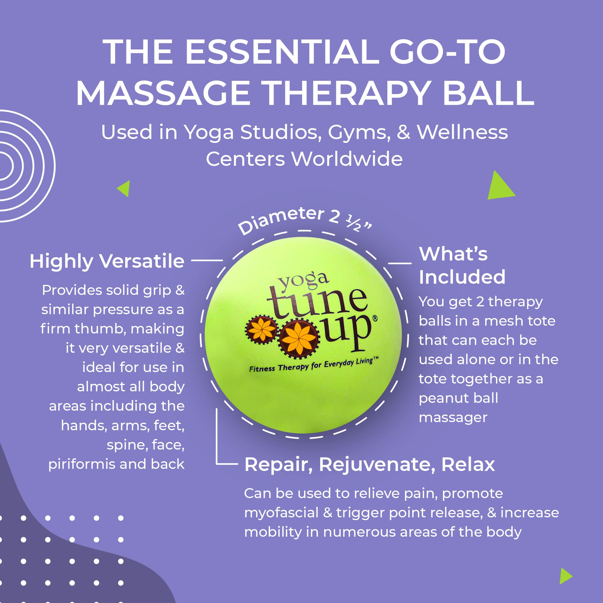 Peanut-ball configuration of YOGA TUNE UP therapy balls for multi-point release