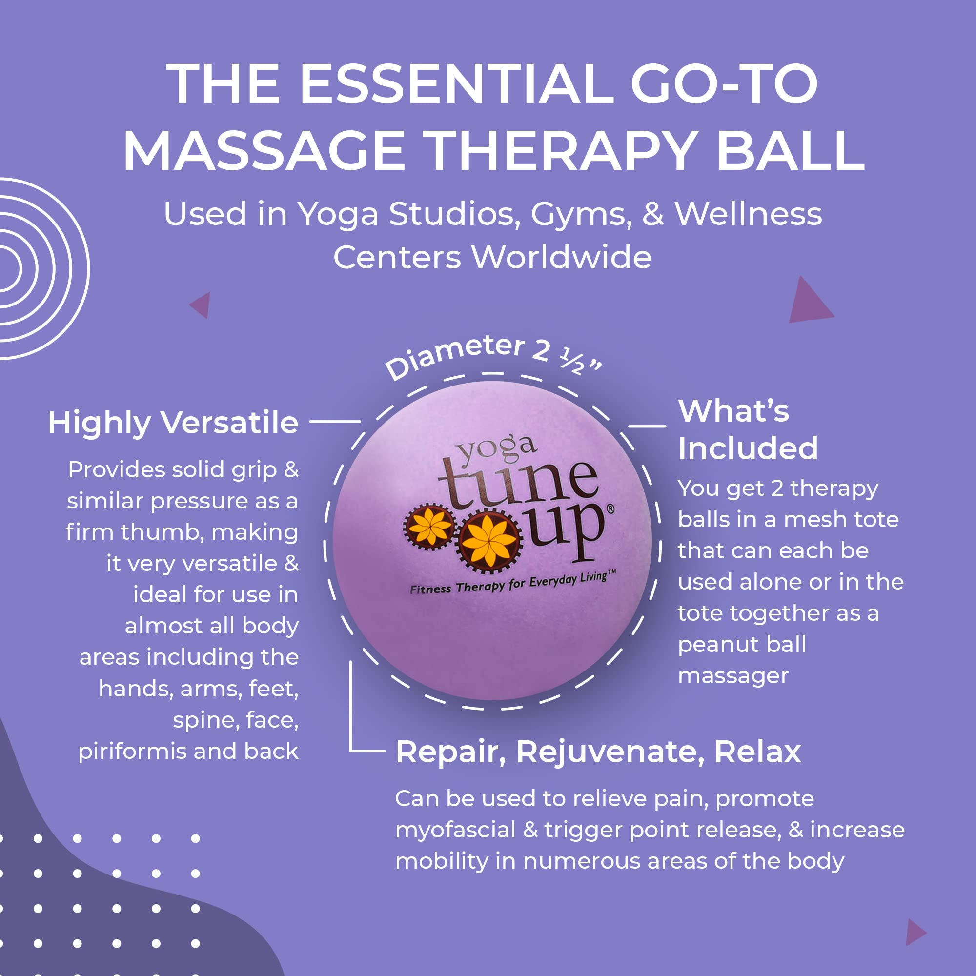 Yoga Tune Up therapy balls used on back and shoulders demonstrating release.
