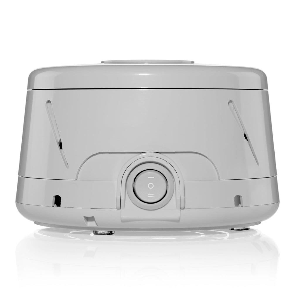 Yogasleep Dohm Classic Gray front view, ideal for bedside use and sleep-friendly setup.