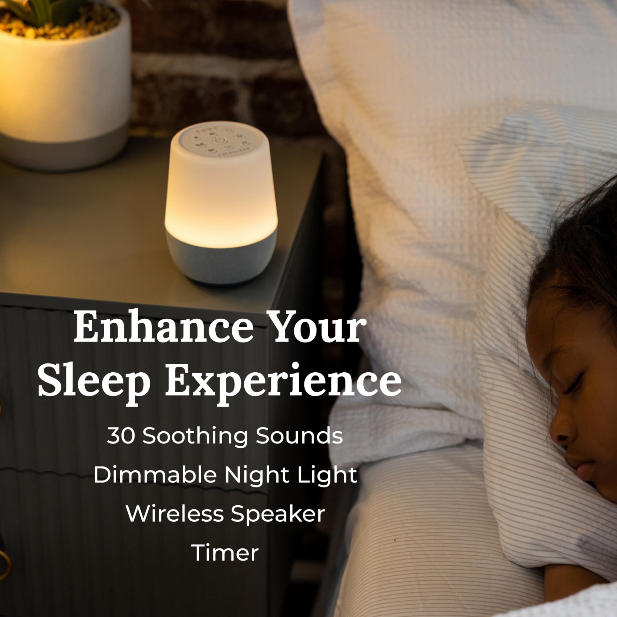 Yogasleep Duet wireless speaker enabling streaming from a smartphone for sleep routines.