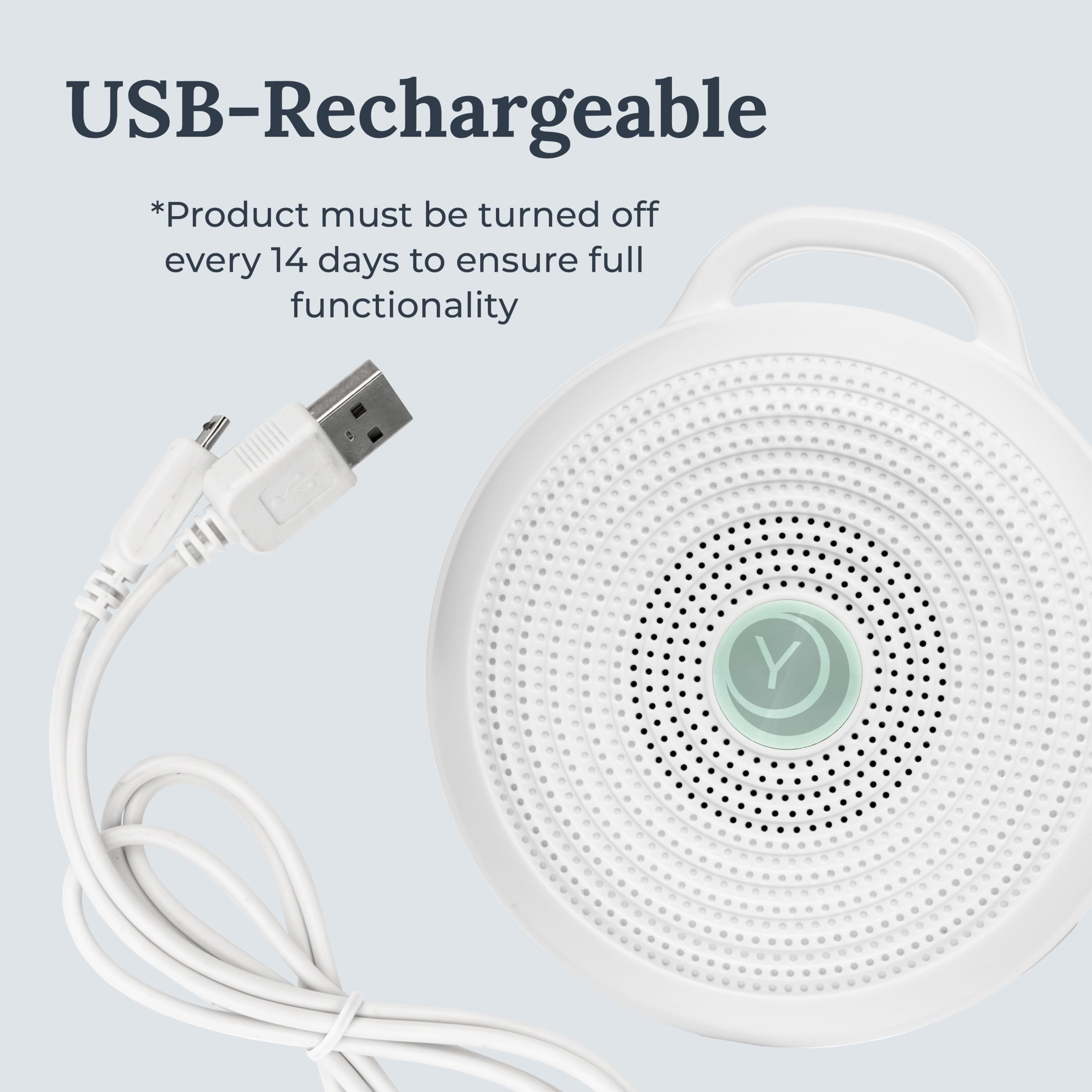 Yogasleep Rohm USB rechargeable setup with included cable