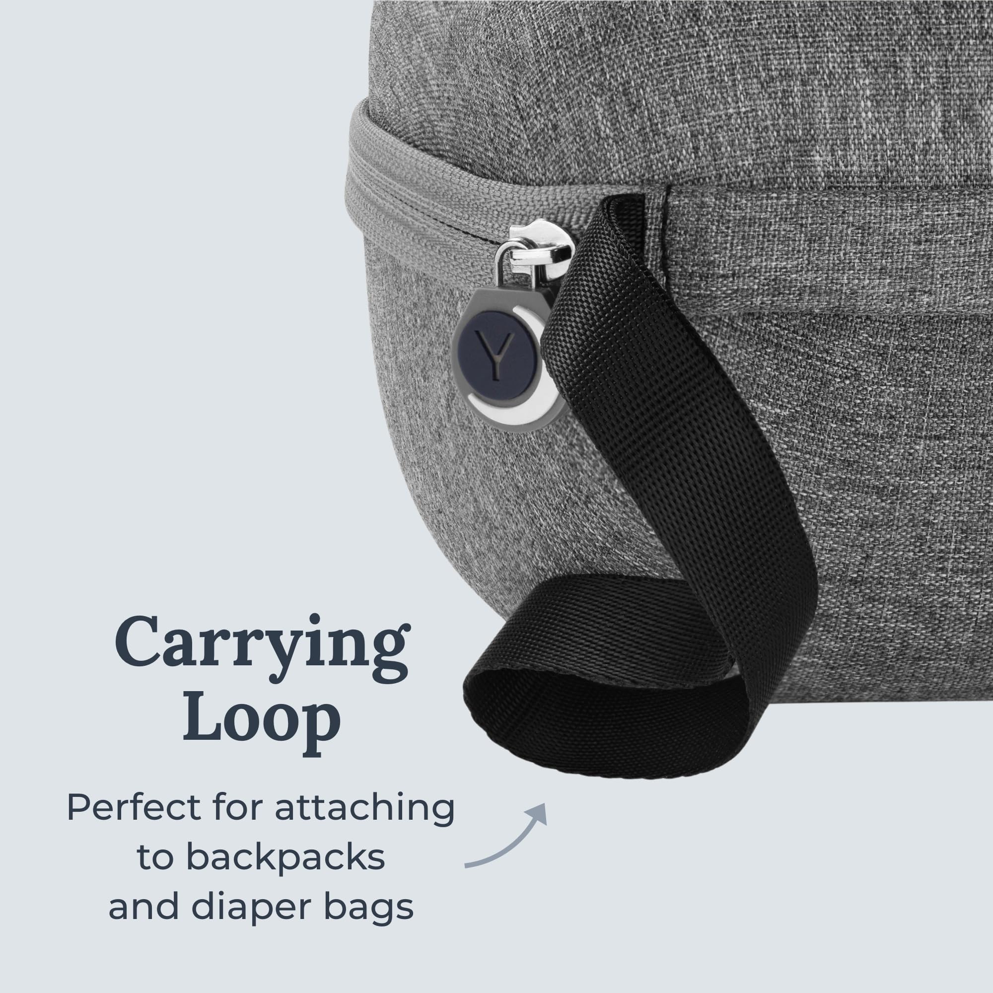 Yogasleep travel case for Dohm includes outside carrying loop for easy transport