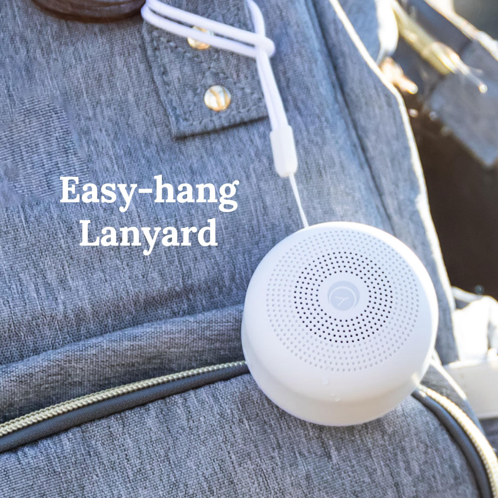 YOGASLEEP Travel Mini includes a lanyard for hands-free use.