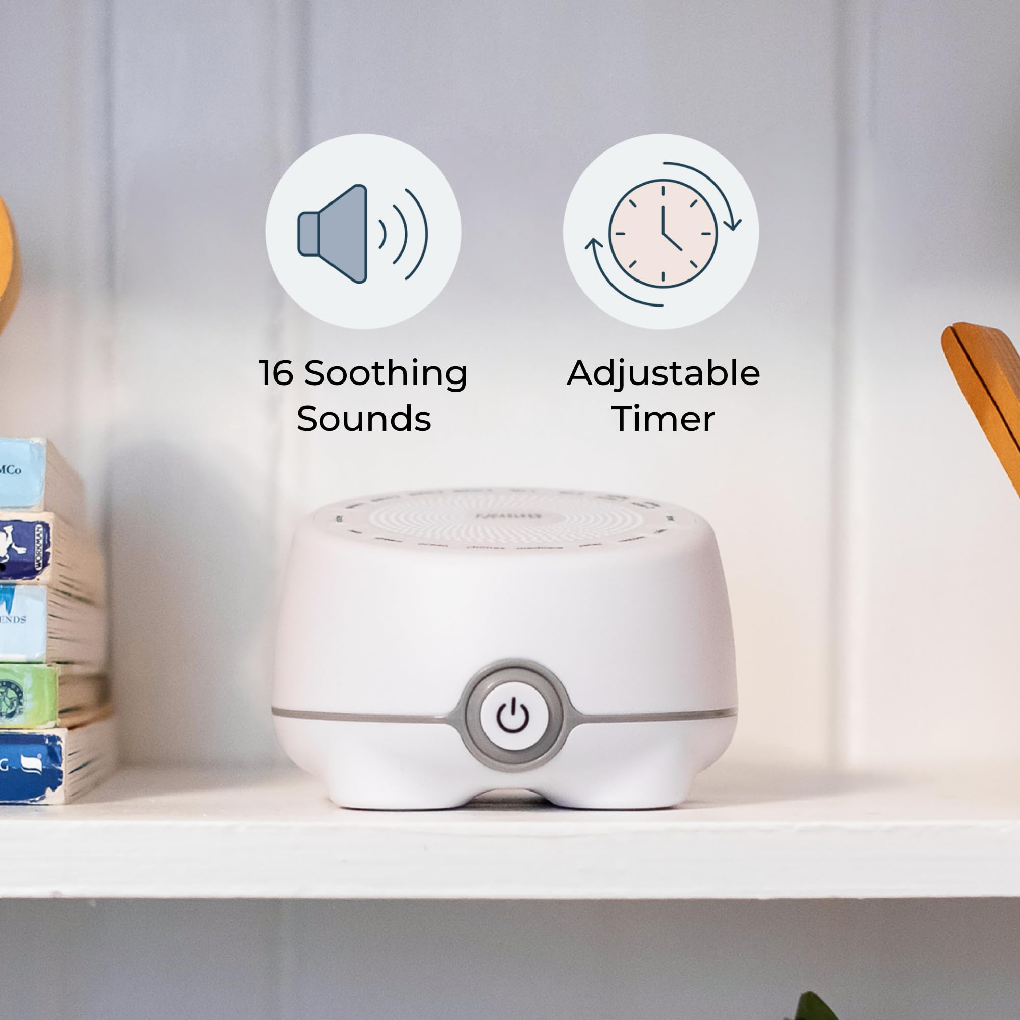Yogasleep Whish volume and timer provide simple control for sleep and privacy.
