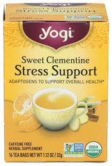 YOGI TEA Sweet Clementine Stress Support bottle for daily relaxation.