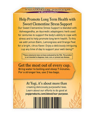 YOGI TEA Sweet Clementine Stress Support tea bags ready to steep.