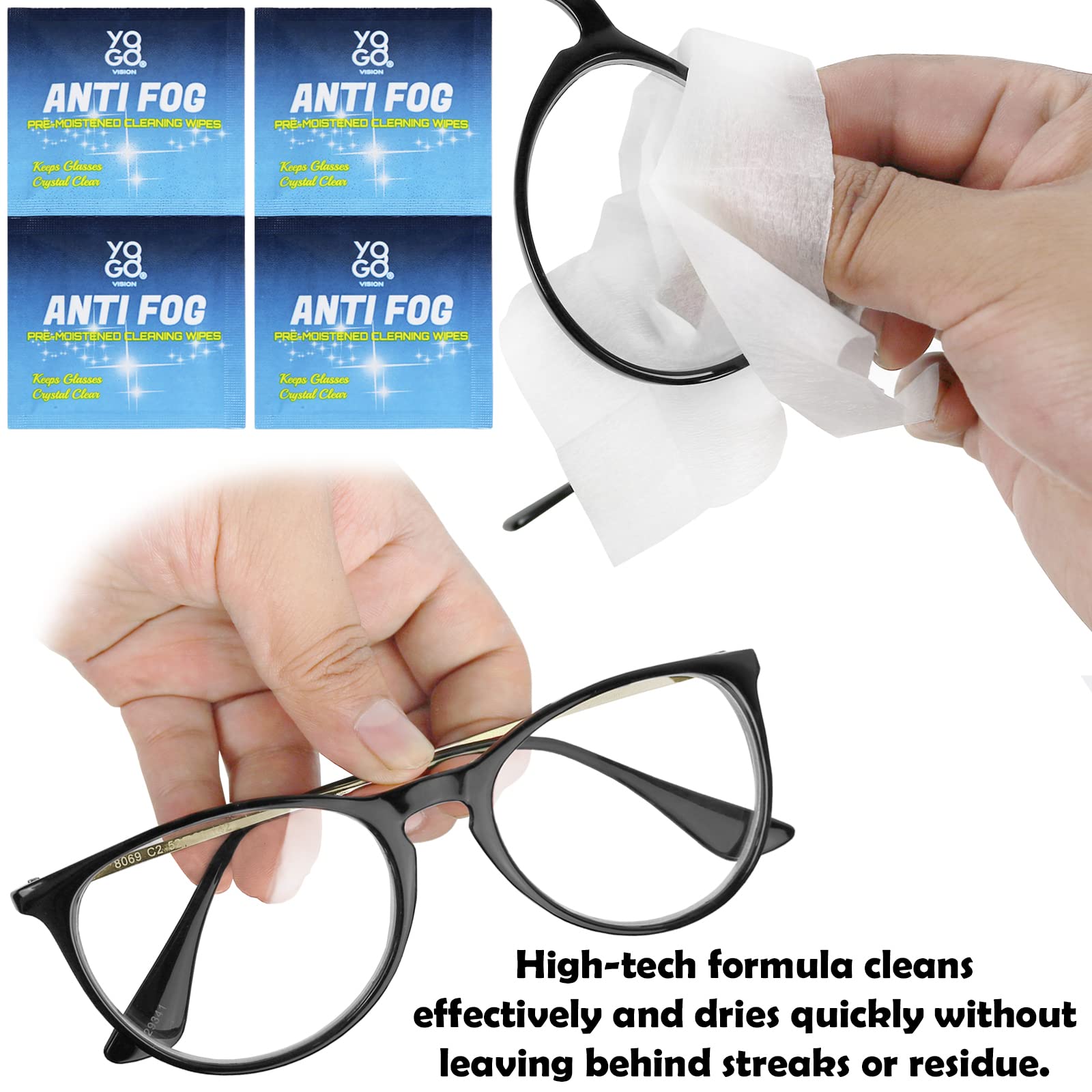 Yogo Vision anti fog wipes for screens maintain clarity on displays and devices.