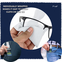 Yogo Vision microfiber cloths trap oil for gentle, scratch-free lens cleaning.