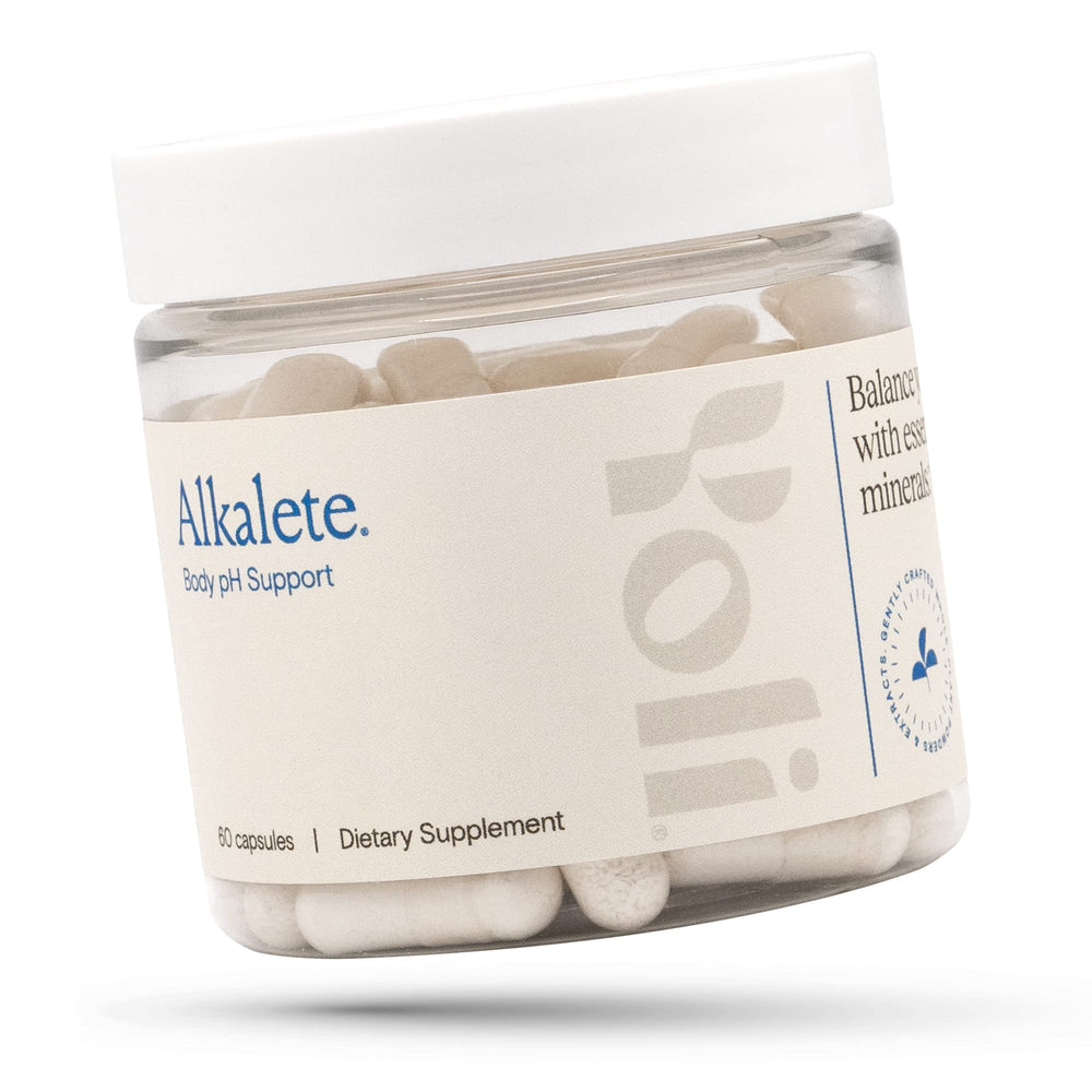 Yoli Alkalete bottle front highlighting minerals for daily wellness