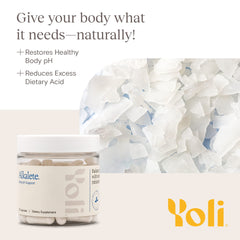Yoli Alkalete capsules closeup emphasizing time-release minerals for hydration
